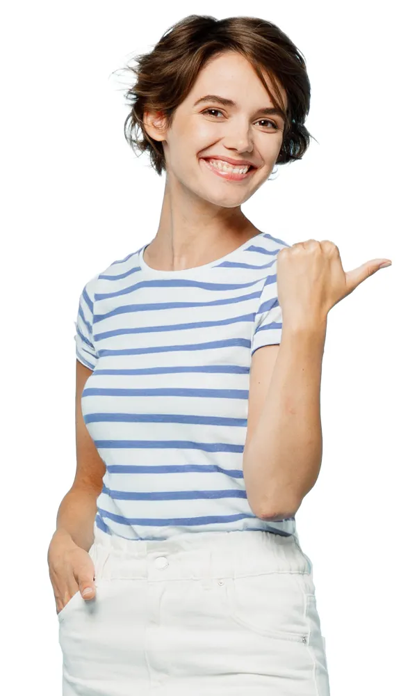 Frau zeigt die einzelnen Schritte von Umzüge Brandlmeier